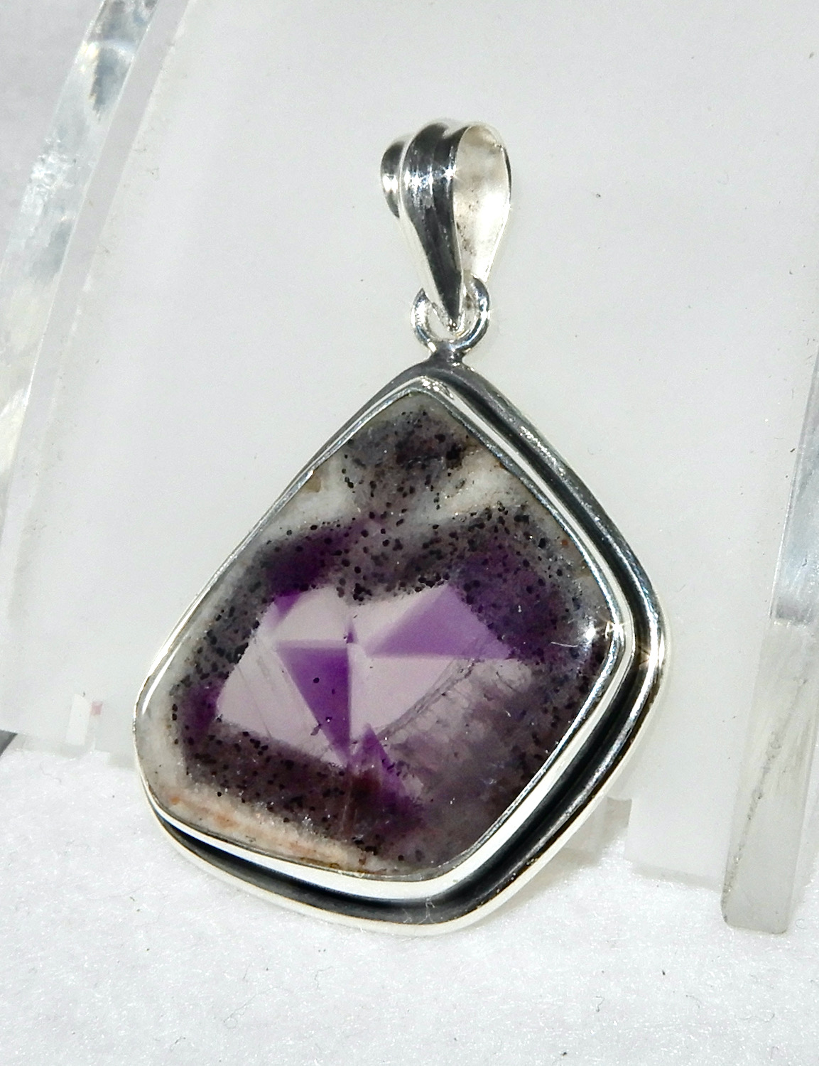 Atomic Amethyst Large Silver Pendant Moon Soul Magic