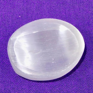 Selenite Indented Oval Wishing Stone