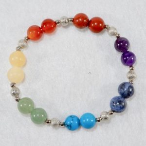 Chakra Stone Bracelet with Metal Balls