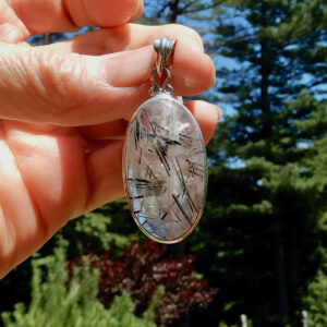 Black Tourmalated Quartz Oval Pendant