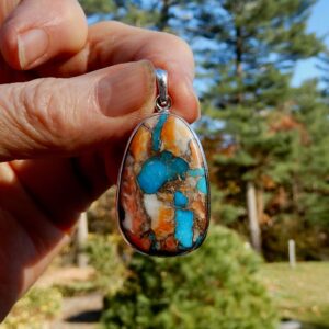 Copper Turq Oval Pend