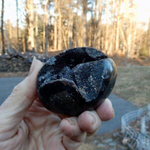 Septarian Cut-Out Black Druzy Egg2