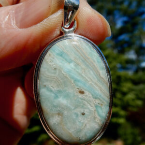 Blue Aragonite Large Oval Pendant