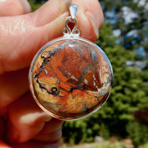 Crazy Lace Agate Round Pendant