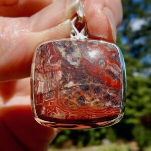 Crazy Lace Agate Square Pendant