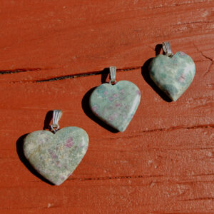 Ruby Zoisite Heart Pendants