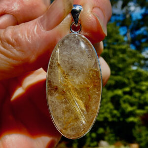 Rutilated Quartz Long Oval Pendant