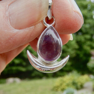 Amethyst Tear Crescent Pendant